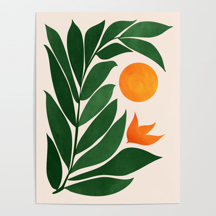 Tropical Forest Sunset / Mid Century Abstract Shapes Poster