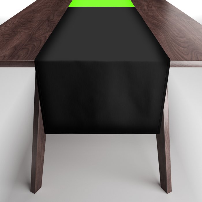 Black Bright Lime Green Color Block Table Runner