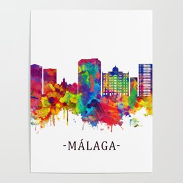 Malaga Andalusia Skyline Poster
