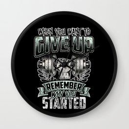 Never Give Up - Fitness Training Gym Motivation Wall Clock