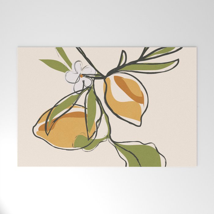 Modern Minimalist Lemons Welcome Mat