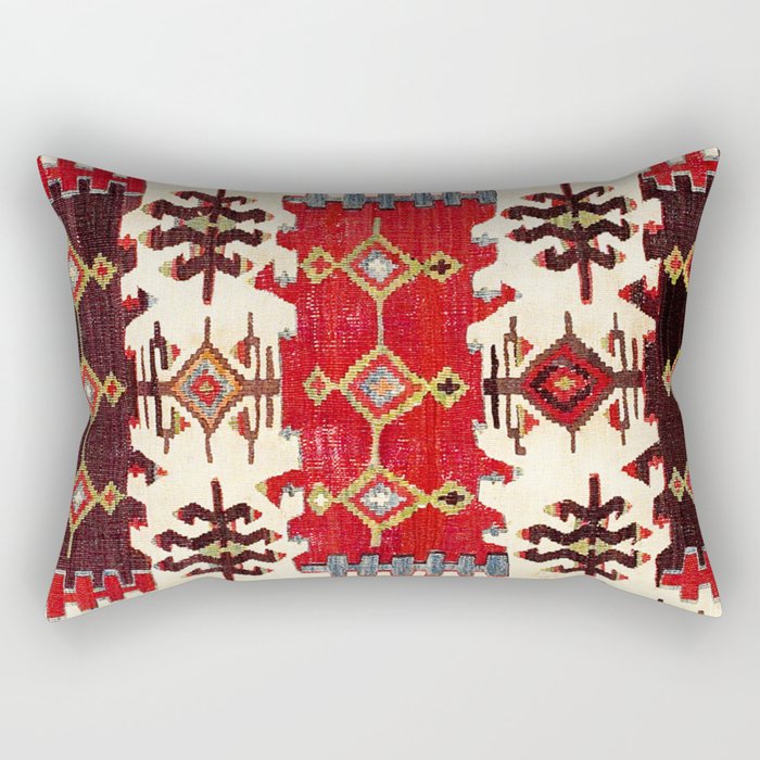 Burdur  Antique South West Anatolia Turkish Kilim Print Rectangular Pillow