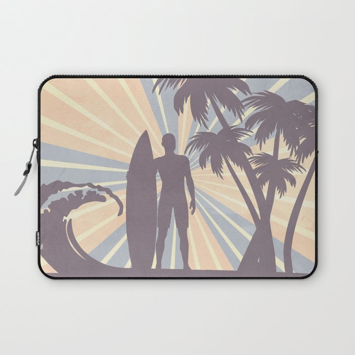 Colorful Retro Vintage Surfing Palms Wave Board Boy Laptop Sleeve