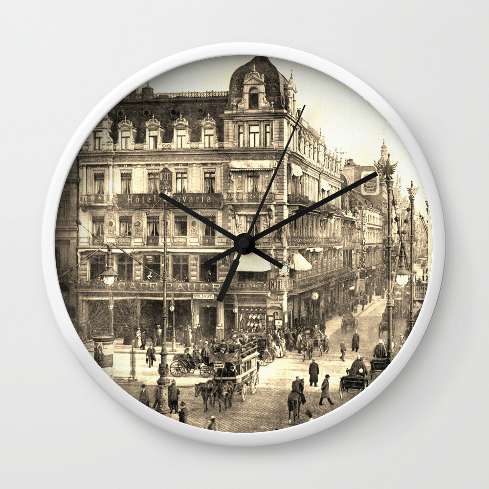 Berlin Retro Antique Unter Den Linden Travel Ad Sepia Wall Clock - Antique Linden Wall Clocks Berlin Retro Antique Unter Den Linden Travel Ad Sepia Wall Clock - Antique Linden Wall Clocks