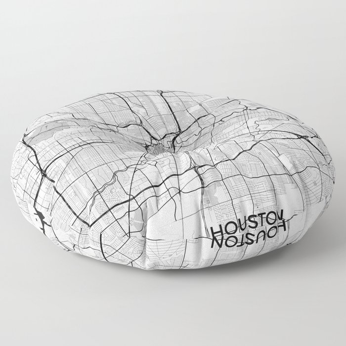 Houston Map Gray Floor Pillow