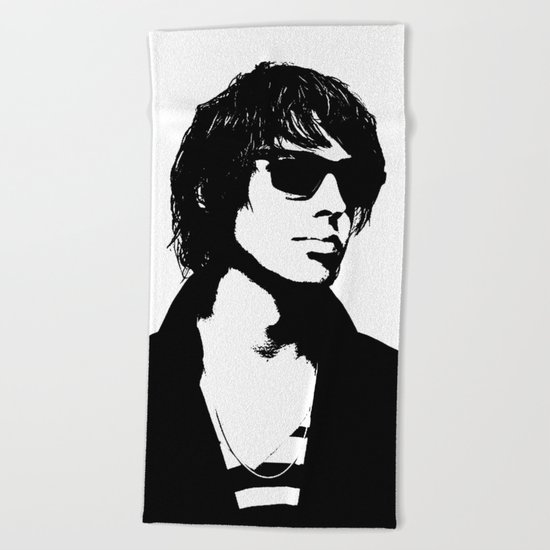 Julian Casablancas The Strokes Black And White Beach Towel
