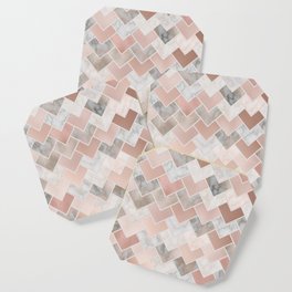 Rose Gold and Marble Geometric Tiles Coaster