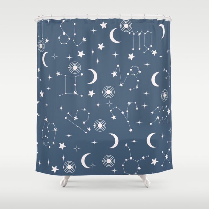 stars and constellations blue Shower Curtain