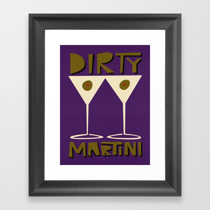 Dirty Martini Cocktail Framed Art Print