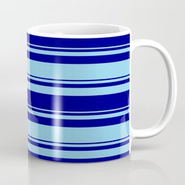 [ Thumbnail: Blue and Sky Blue Colored Stripes/Lines Pattern Coffee Mug ]