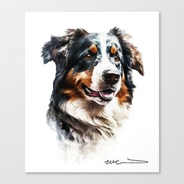 Cute Bernese Mountain Dog Watercolor Painting Portrait - A Beautiful Gift for Dog Lovers Canvas Print