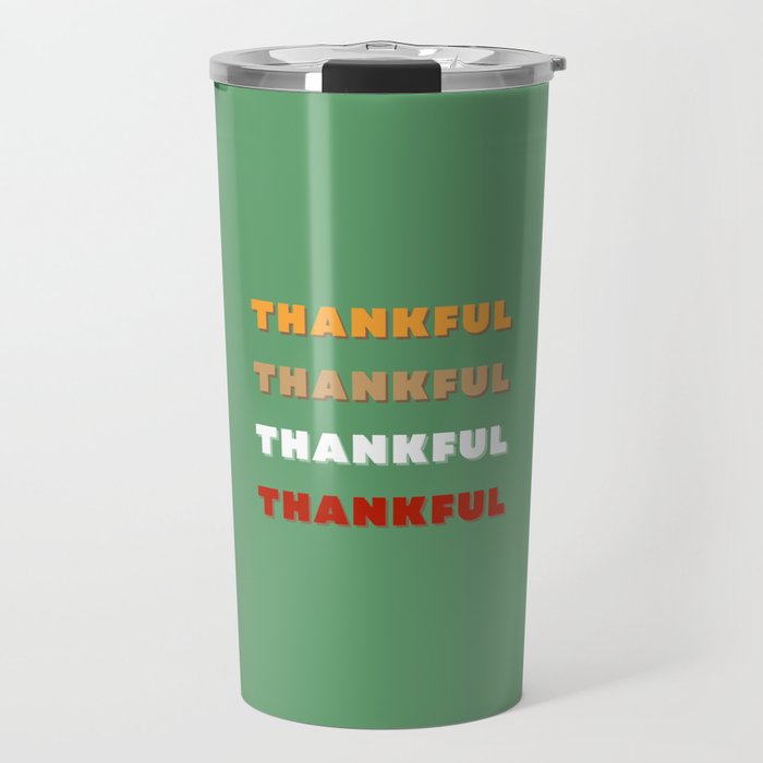 Thankful, Colorful, Holiday Season Decor, Colorful Christmas Art, Retro Art Travel Mug