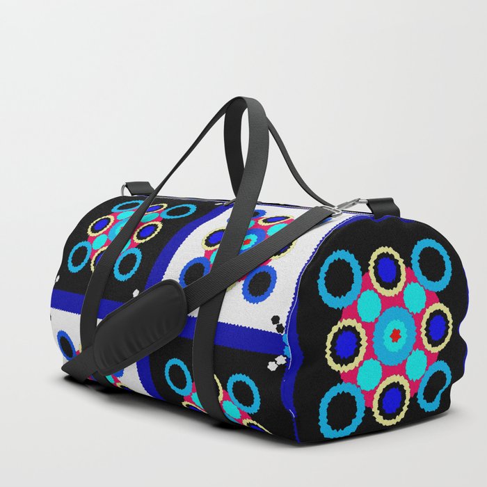 Blue, Black and White Mosaic Duffle Bag