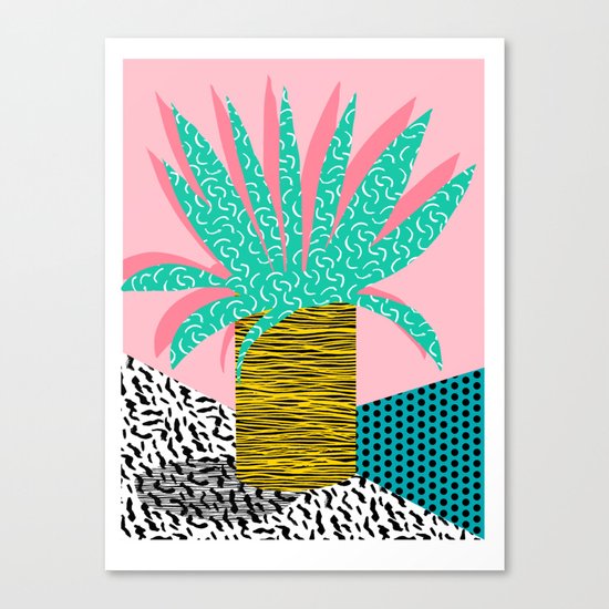 In the Mix - 80's neon house plant tropical garden container garden art print botanical natural Canvas Print