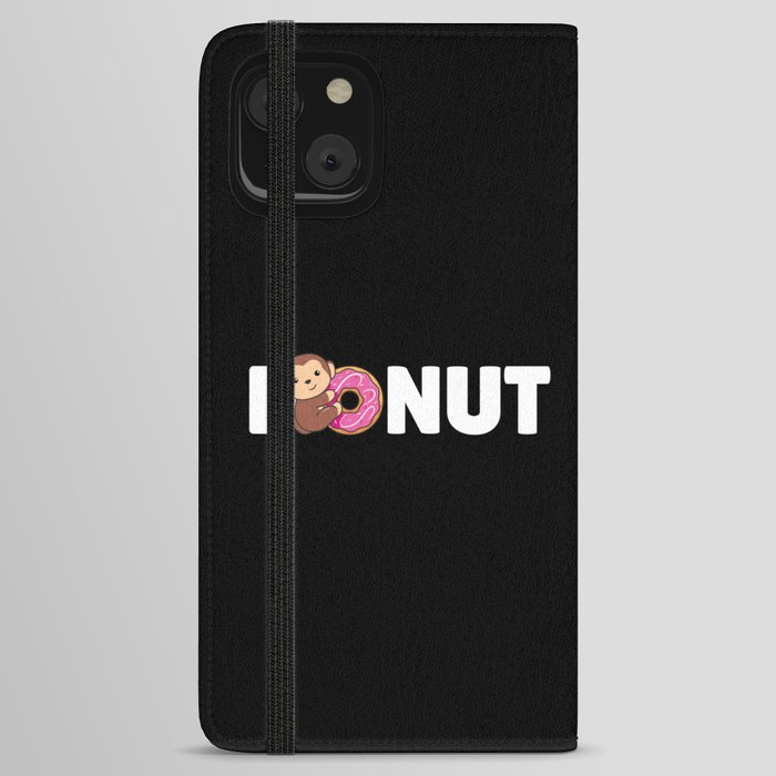 Cute Monkey Funny Animals With Donut Pink Donuts iPhone Wallet Case