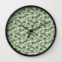 Tropical Rain Forest Leaves Pattern Wall Clock