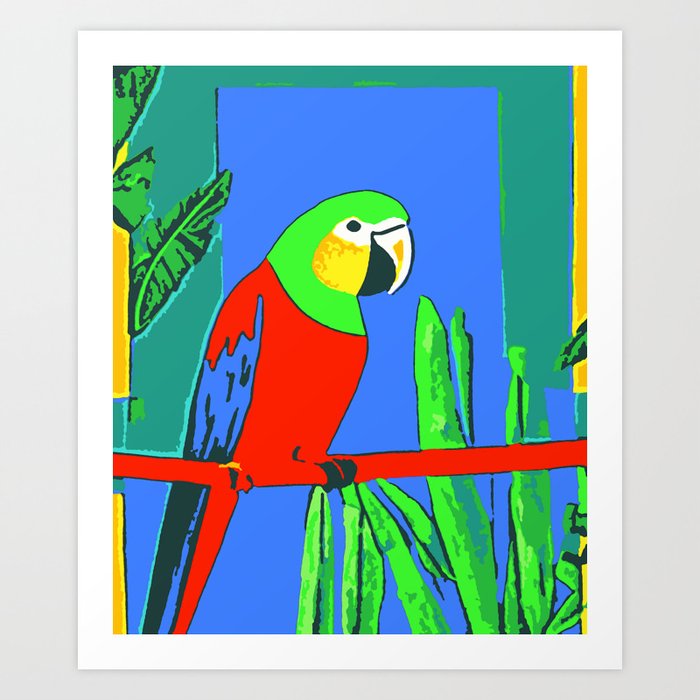 Colorful Abstract Minimalist Parrot Art Print