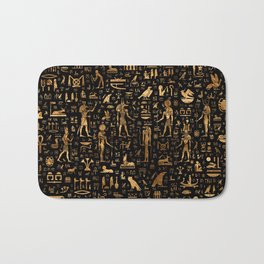 Ancient Egyptian Hieroglyphics Obsidian Copper Bath Mat | Scarab, Thoth, Egyptian, Ra, Obsidian, Copper, Hieroglyphics, Pyramid, Sphinx, Horus 