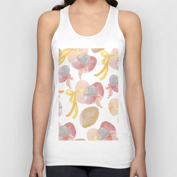 Hand Painted Pink Violet Yellow Watercolor Easter Eggs Tank Top