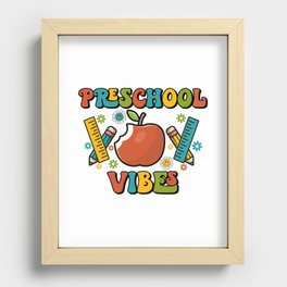 Preschool vibes school designs pencils Recessed Framed Print