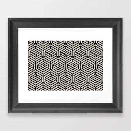 Black and Taupe Cube Geometric Shape Pattern Pairs Diamond Vogel 2022 Popular Colour Palatine 0370 Framed Art Print