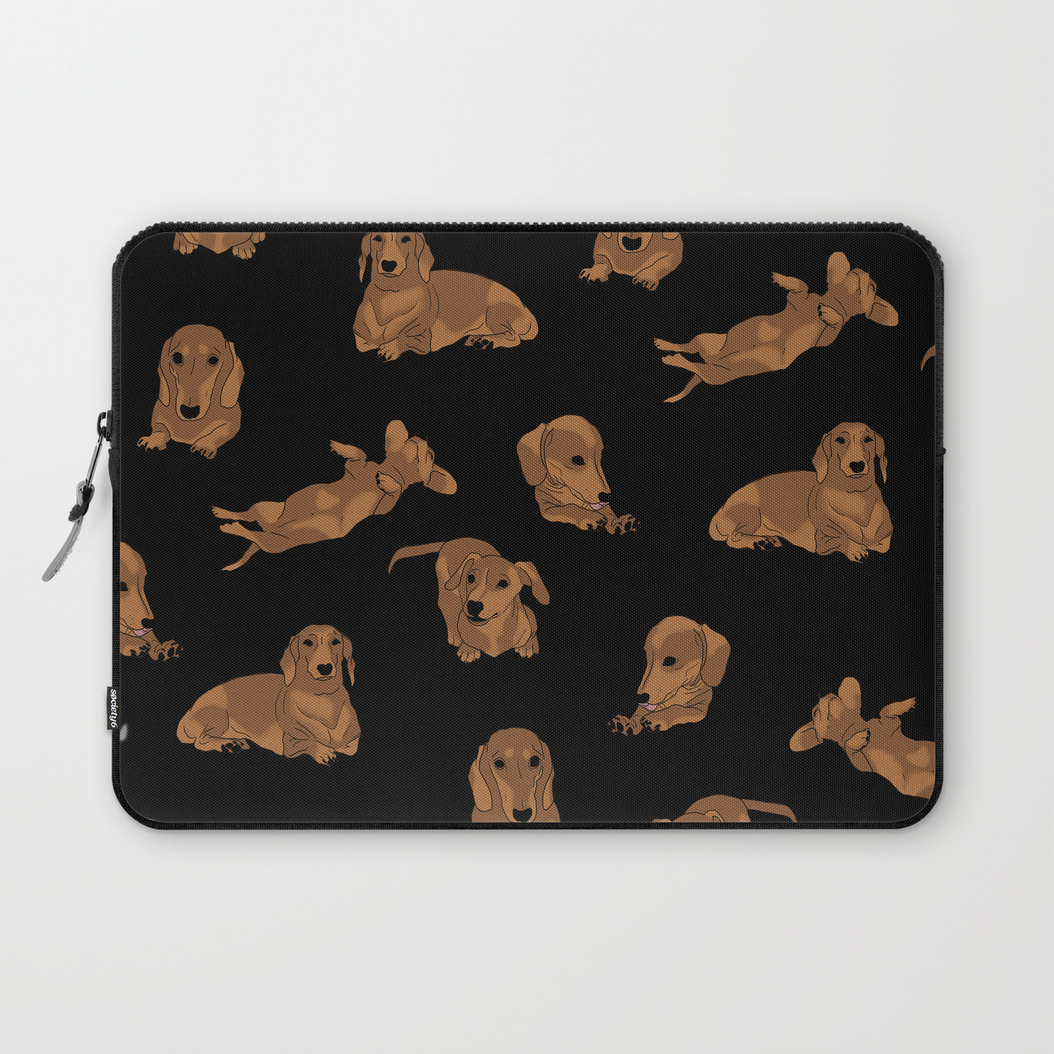 Short Haired Dachshund Pattern Laptop Sleeve By Ballantynero