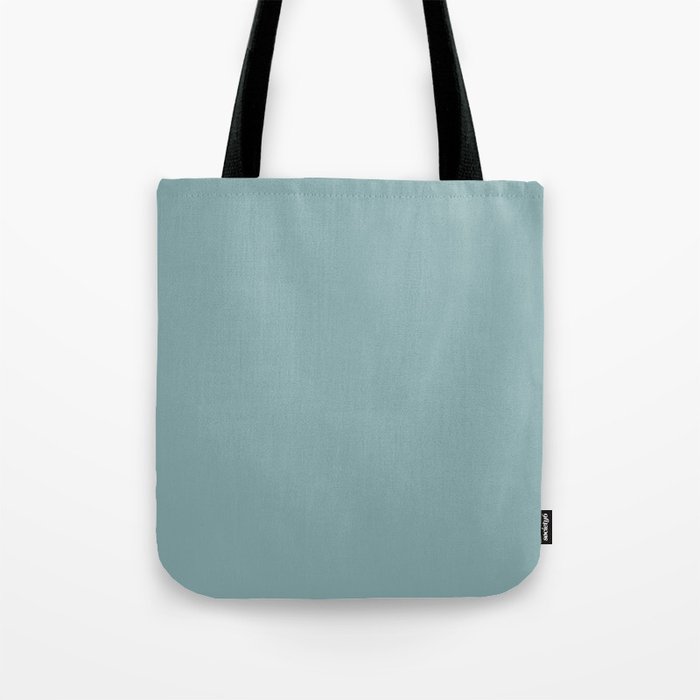 Medium Aqua Gray Solid Color Pantone Aquifer 15-5207 TCX Shades of Blue-green Hues Tote Bag