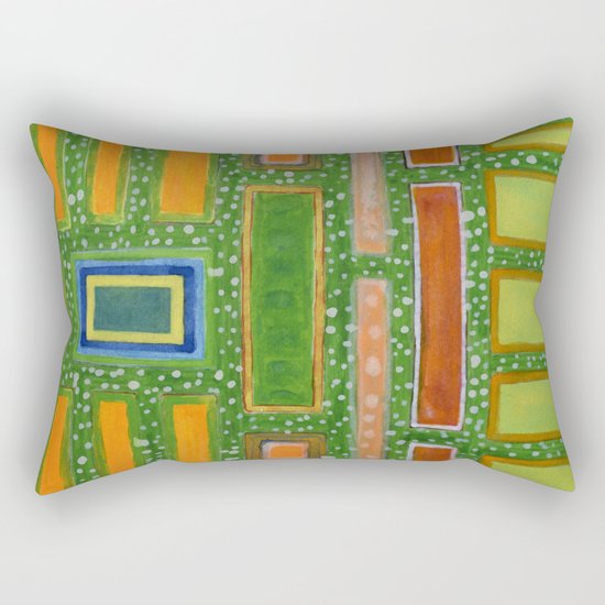 Filled Rectangles on Green Dotted Wall Rectangular Pillow