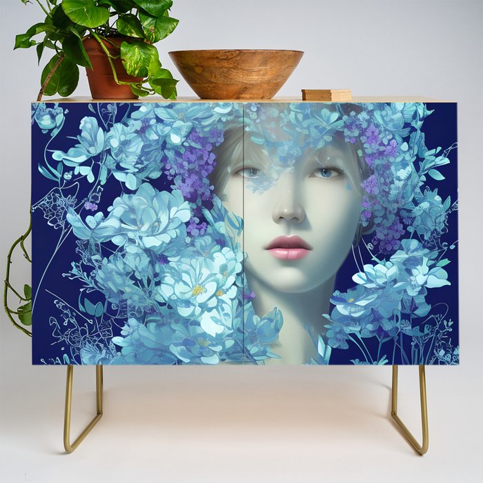 Woman in blue Credenza