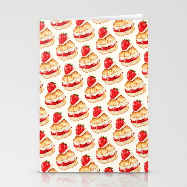 Strawberry Short Cake Pattern - White Stationery Cards