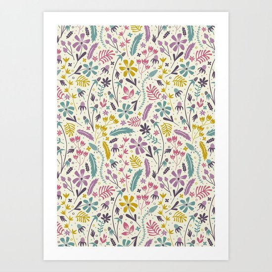 Retro Blooms (Candy) Art Print