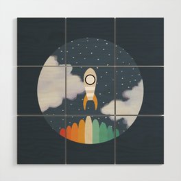 Space Rocket  Galaxy Outer Space Pattern Wood Wall Art