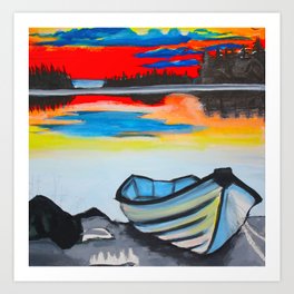 on the lake at sunset Art Print