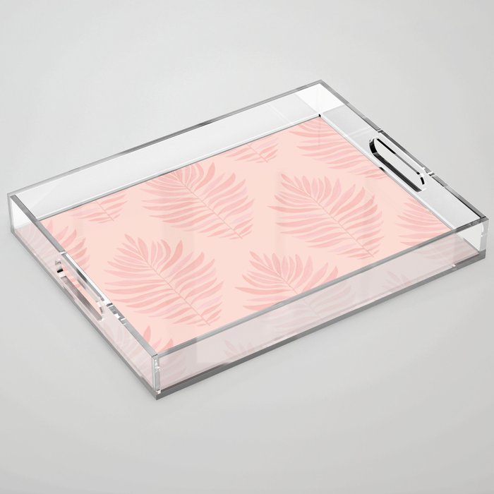 Palm Leaves on Pink Acrylic Tray