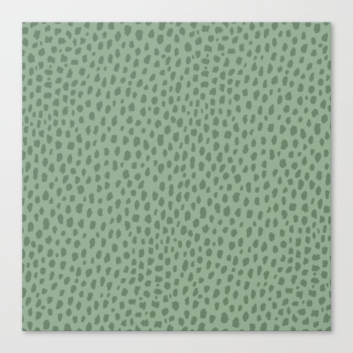 Sage Green Polka Dot Spots Pattern Canvas Print