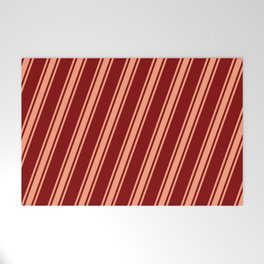 [ Thumbnail: Maroon and Light Salmon Colored Stripes Pattern Welcome Mat ]