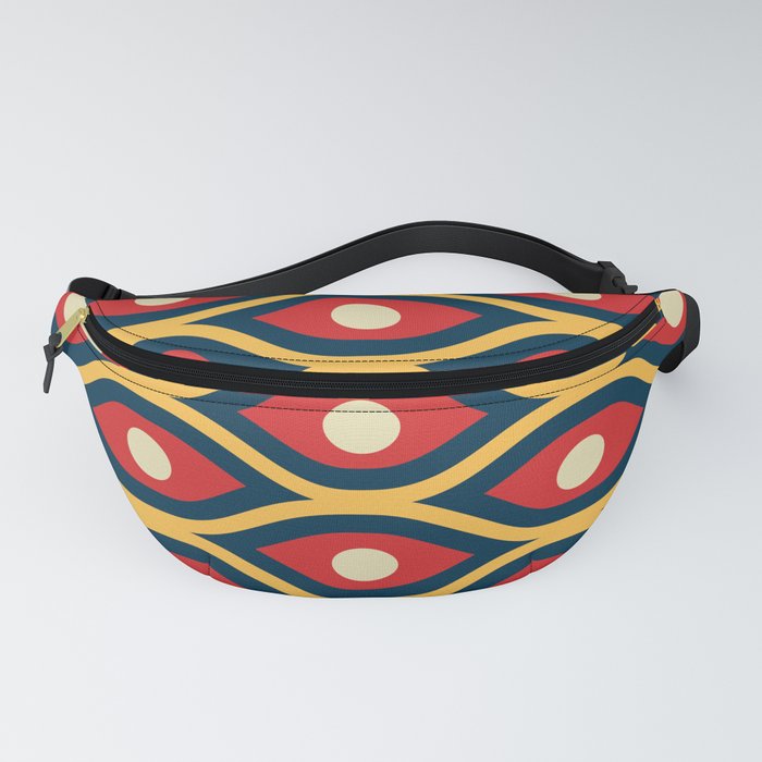 Groovy Abstract Colorful Retro Pattern - Red and Yellow Fanny Pack