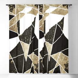 Modern Rustic Black White and Faux Gold Geometric Blackout Curtain