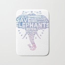 Save Elephants - Watercolor Word Cloud Elephant Silhouette Bath Mat | Graphicdesign, Boho, Anti, Hunting, Saveelephants, Elephants, Animalrights, Animal, Wordcloud, Animalprotection 