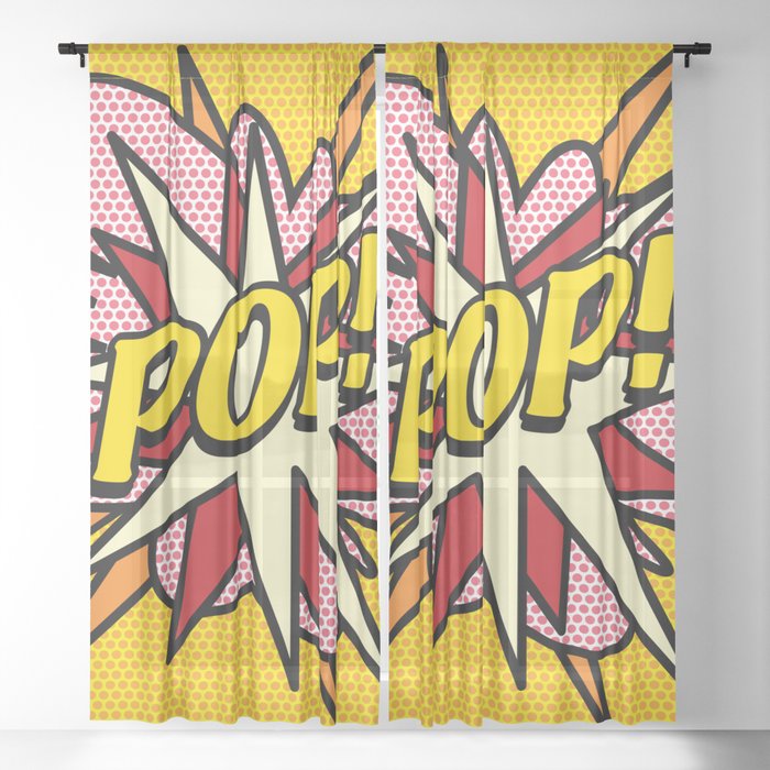POP Comic Book Cool Pop Culture Graphic Sheer Curtain
