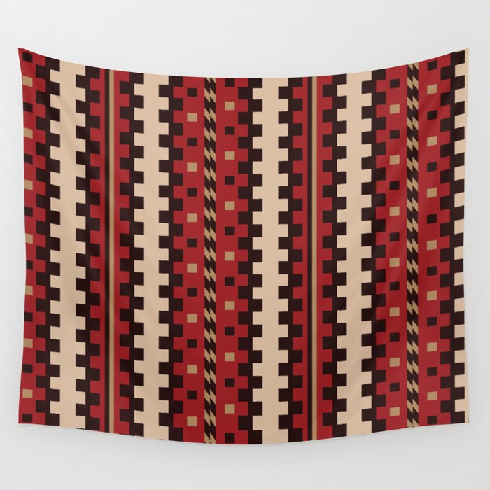 Red Navajo Dazzling Pattern Wall Tapestry