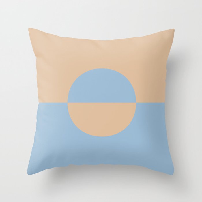 Pastel Blue Peach Minimal Circle Design 2 2021 Color of the Year Earth's Harmony Sunwashed Orange Throw Pillow