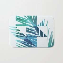 Geometric Palm Leave - blue & green Bath Mat | Foliage, Blue, Summer, Color, Digital, Square, Nature, Graphic Design, Decor, Palm Leaves 