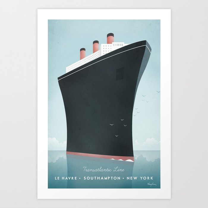 Vintage Travel Poster - Cruise Ship Art Print