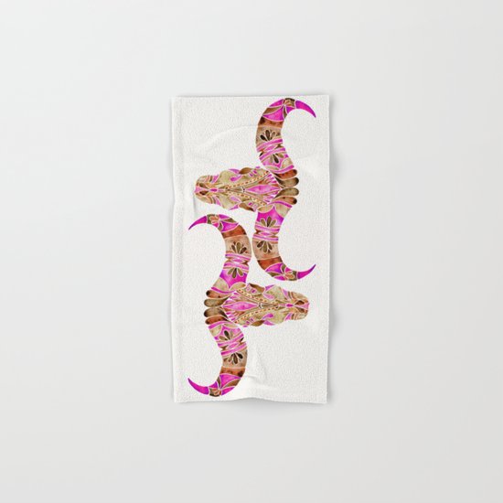 Water Buffalo Skull – Pink & Brown Hand & Bath Towel