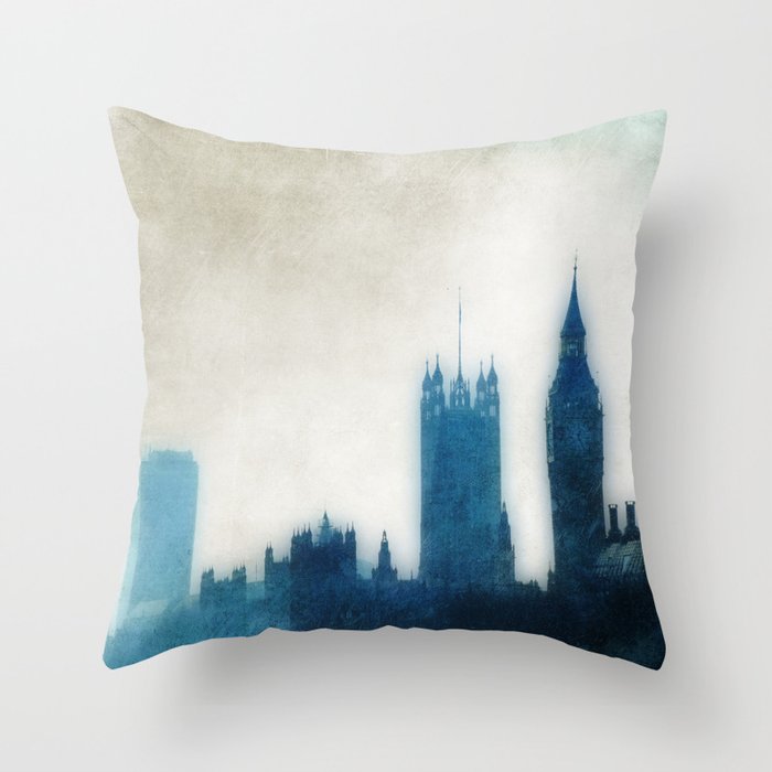 The Many Steepled London Sky Throw Pillow