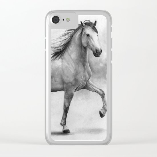 Horse II - pencil drawing Clear iPhone Case
