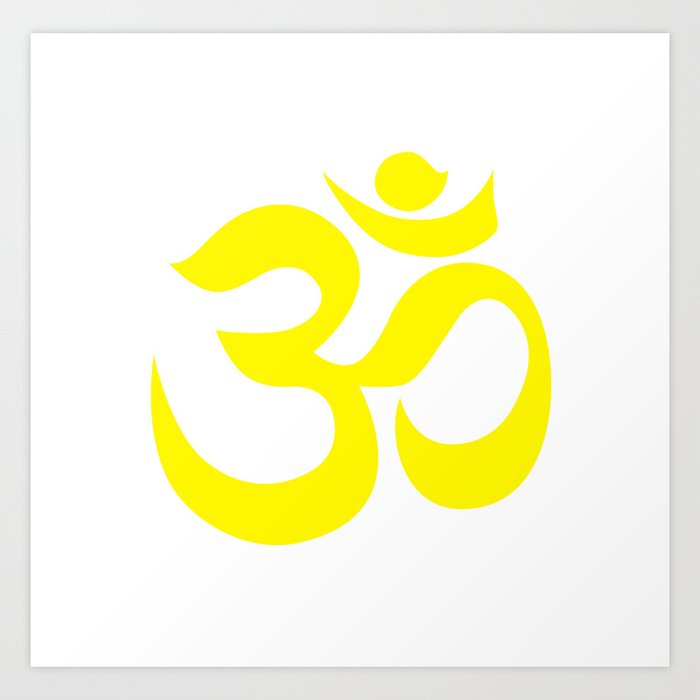 Yellow Aum Om Reiki Symbol On White Background Art Print By Cristina Veli Society6