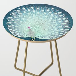 Teal Peacock - Vintage Fantasy Bird Teal Blue Side Table