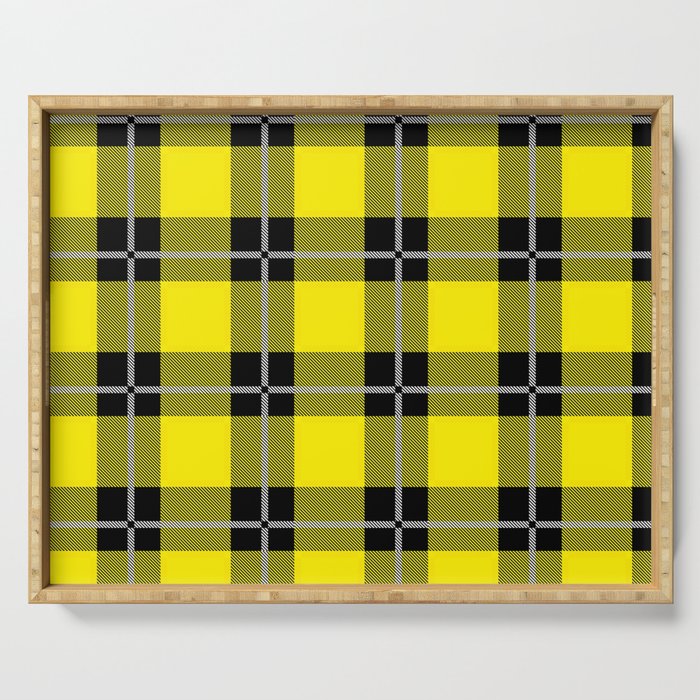 Yellow and Black Flannel-Plaid Pattern Serving Tray